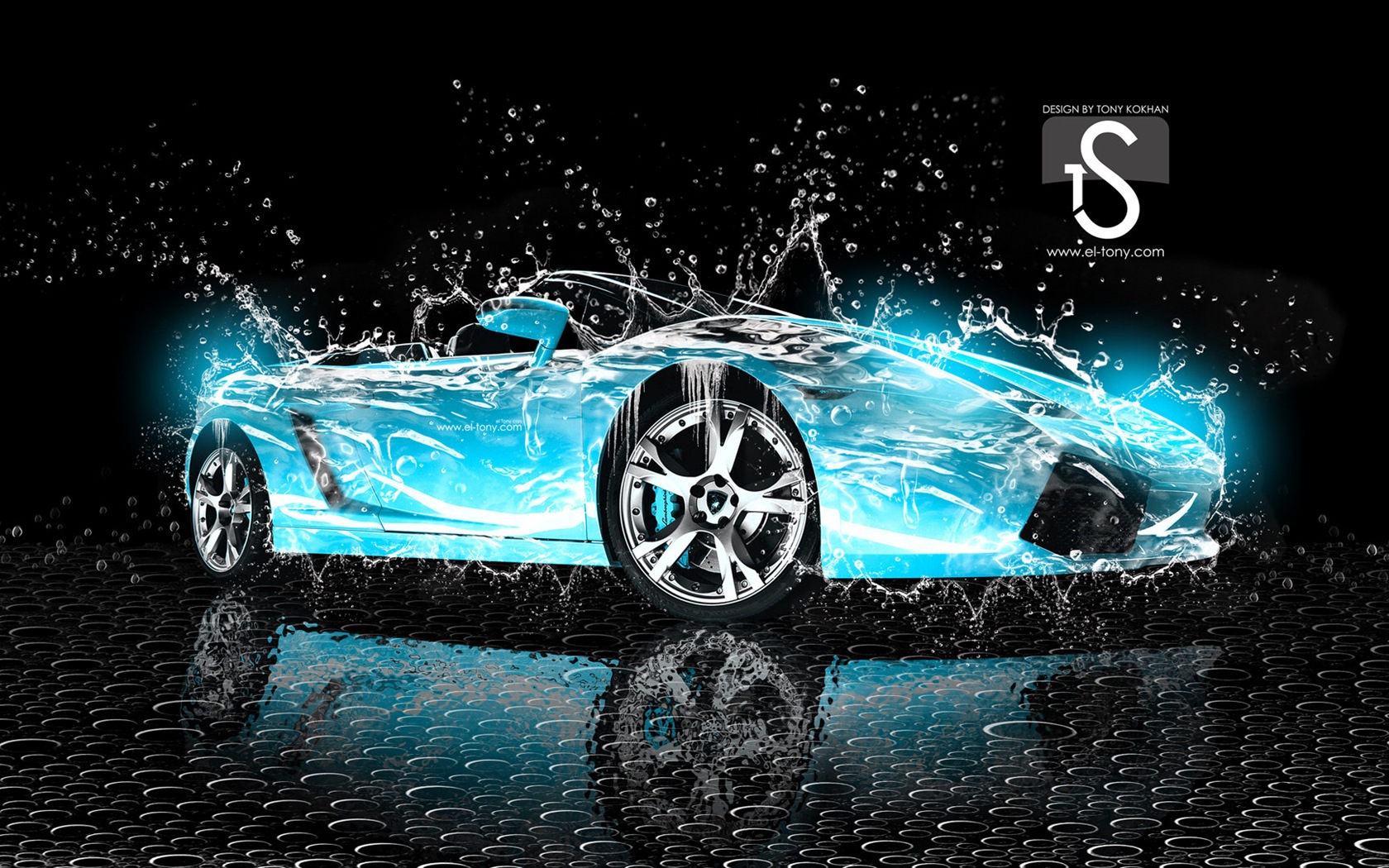 Water drops splash, beautiful car creative design wallpaper #22 - 1680x1050