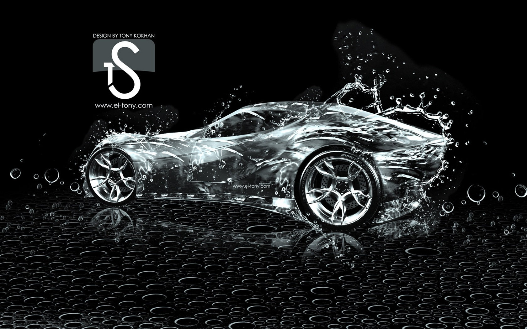 Kapky vody stříkající, krásné auto kreativní design tapety #25 - 1680x1050