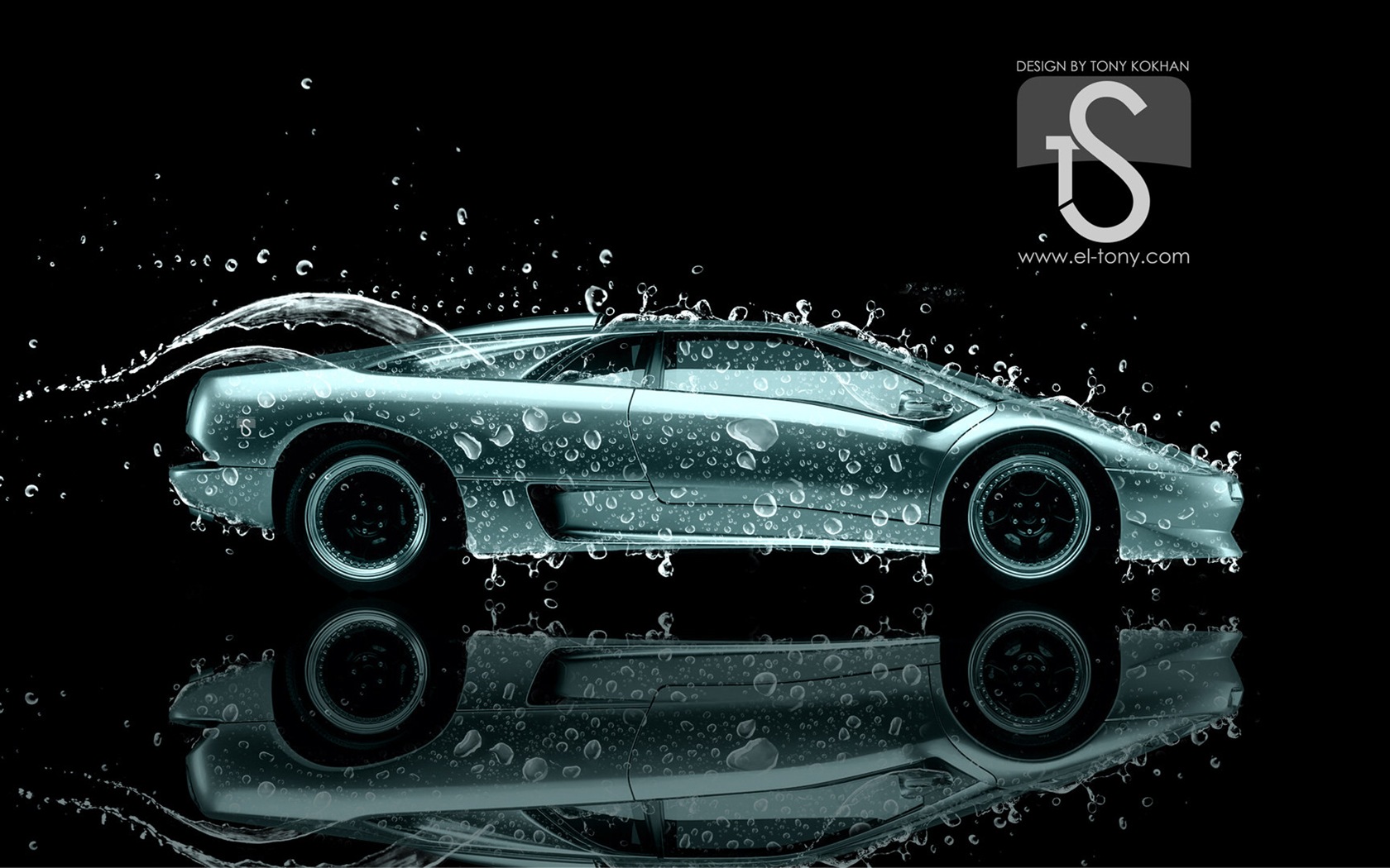 Water drops splash, beautiful car creative design wallpaper #27 - 1680x1050