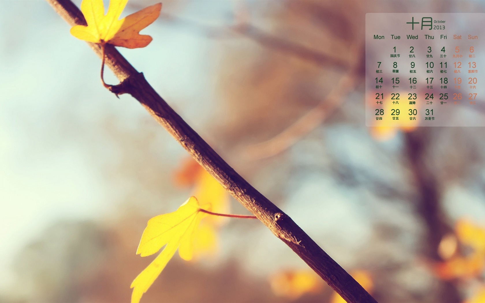 October 2013 calendar wallpaper (1) #14 - 1680x1050