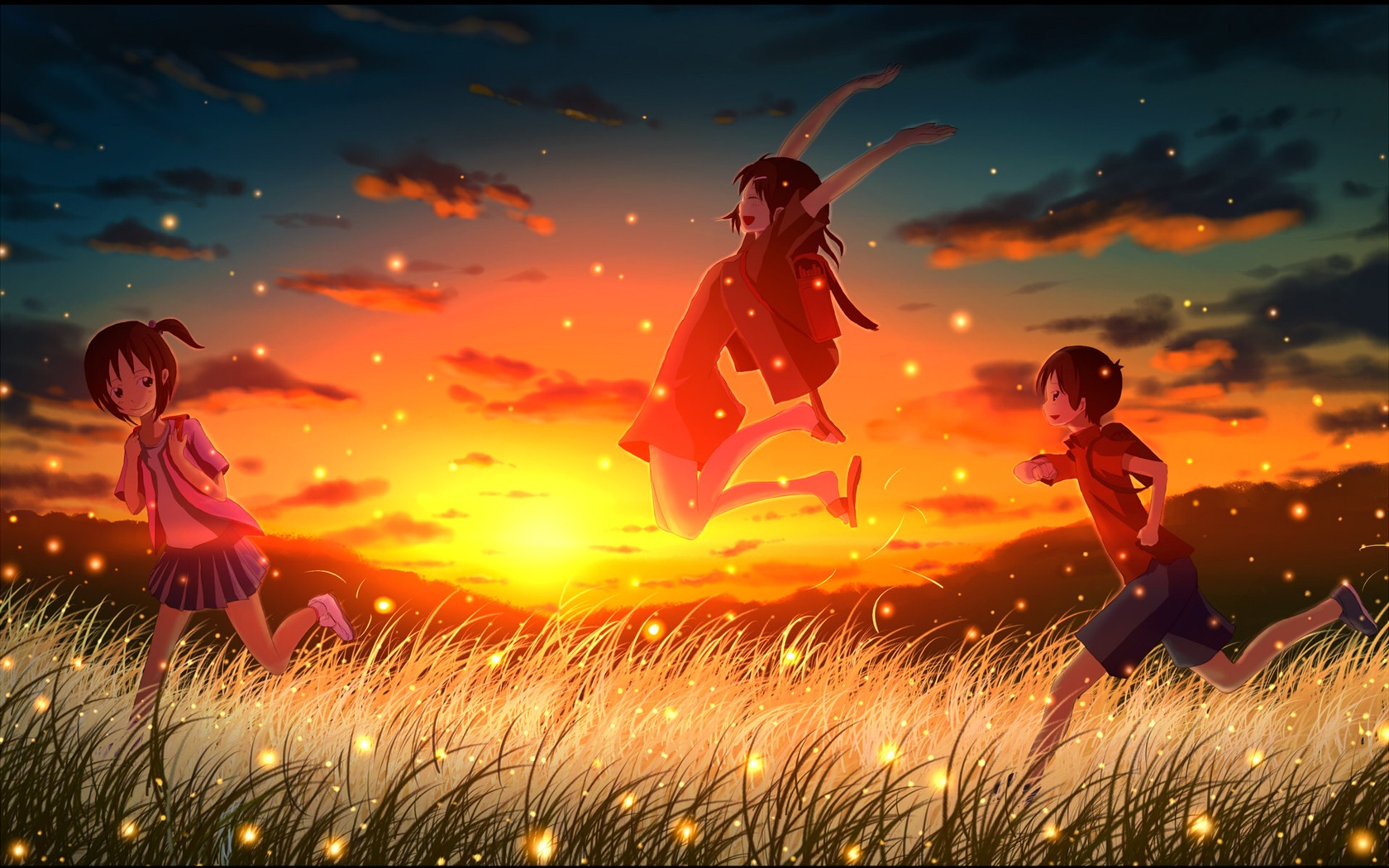 světluška léto krásný anime tapety #1 - 1680x1050