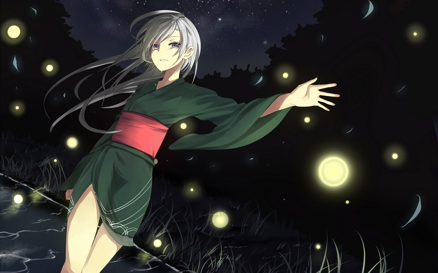 světluška léto krásný anime tapety #4 - 1680x1050