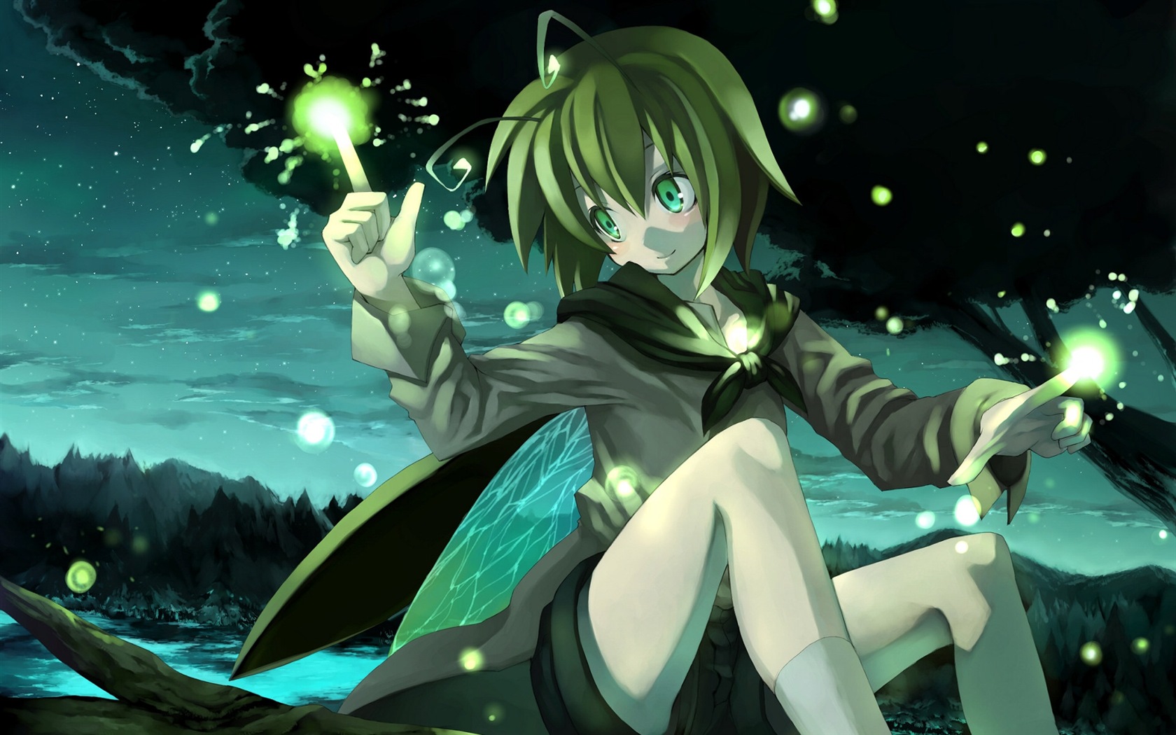 světluška léto krásný anime tapety #13 - 1680x1050