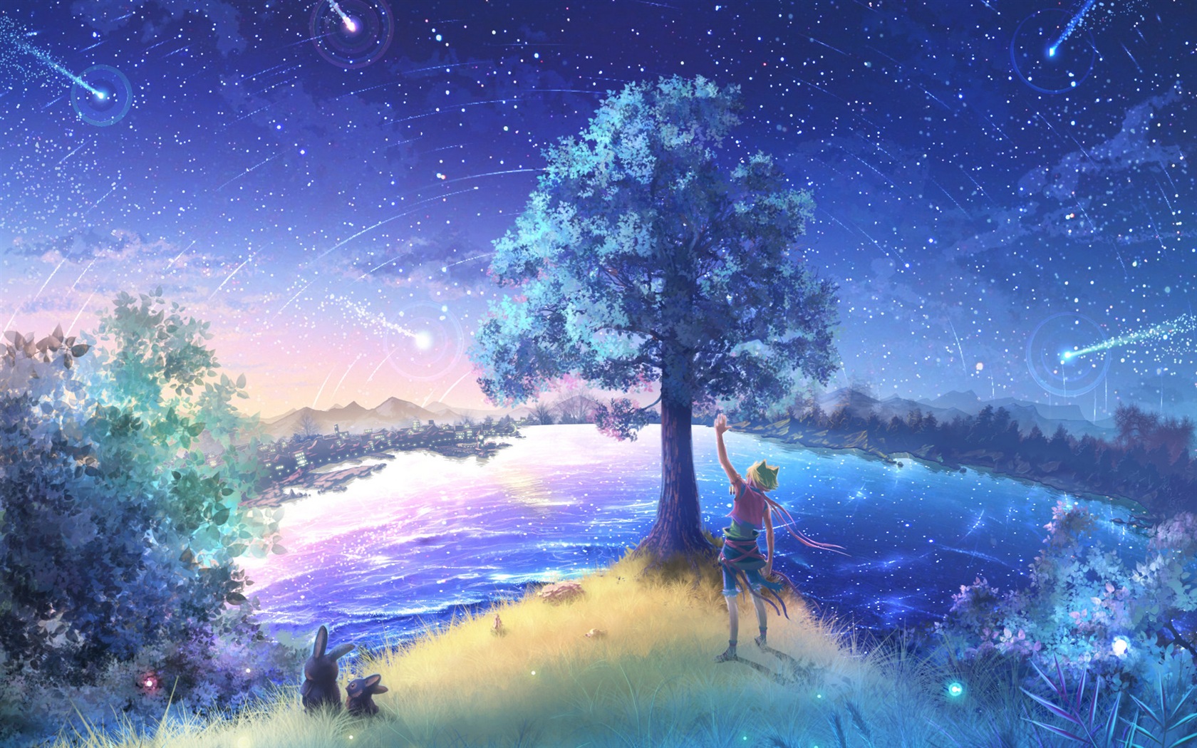 Glühwürmchen Sommer schöne anime wallpaper #14 - 1680x1050