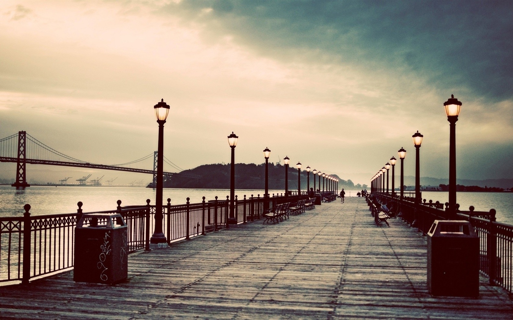 Coast Pier in der Dämmerung Landschaft HD Wallpaper #4 - 1680x1050