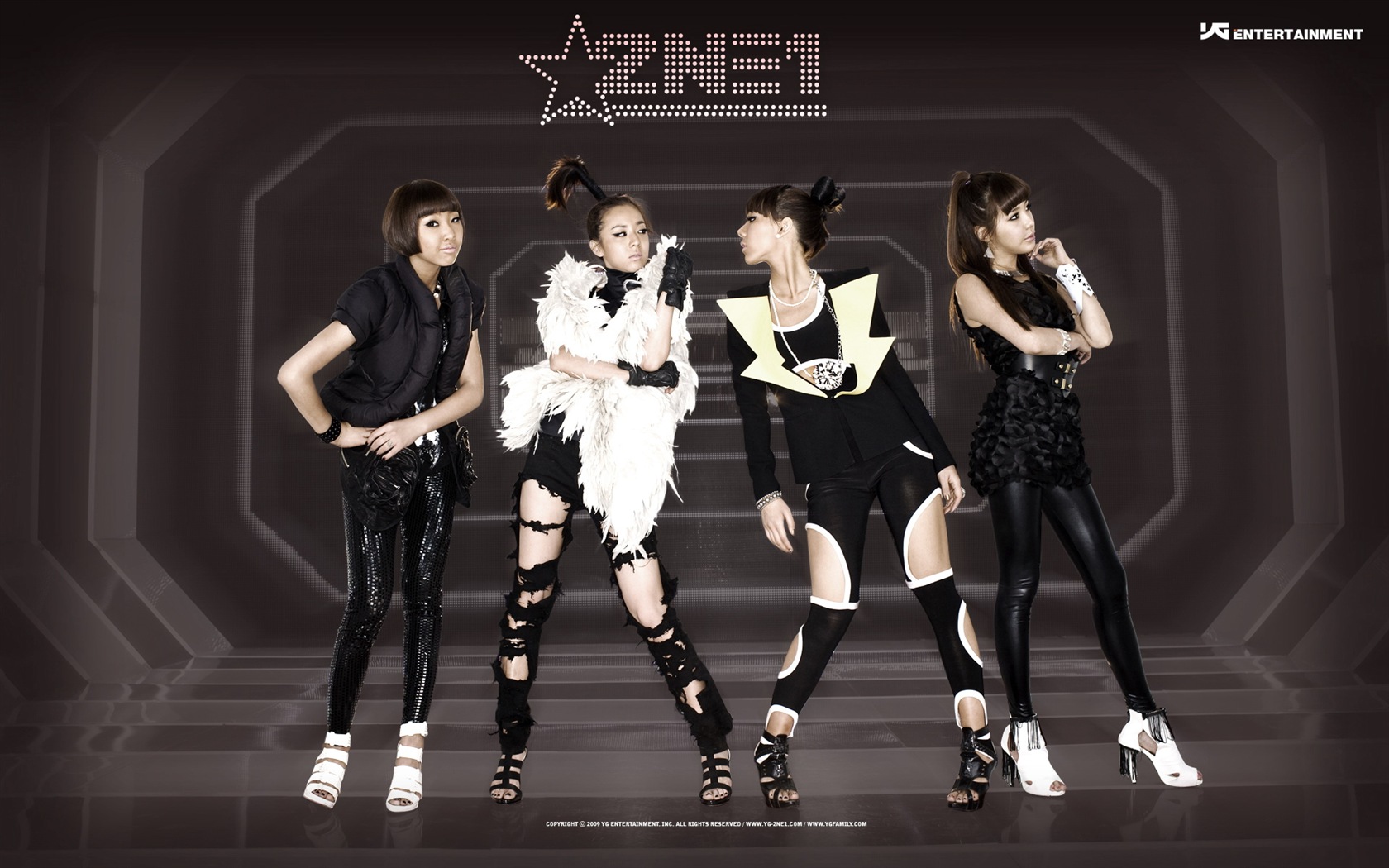 Korean music girls skupina 2NE1 HD tapety na plochu #11 - 1680x1050