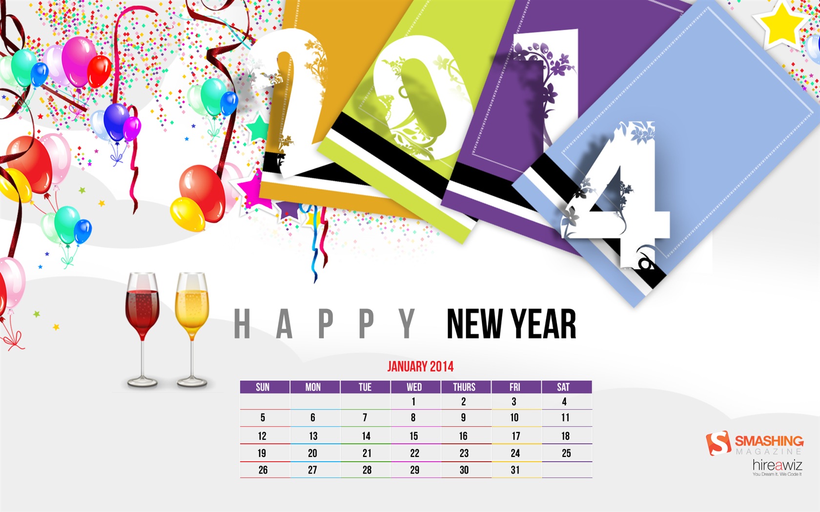 Januar 2014 Kalender Wallpaper (2) #5 - 1680x1050