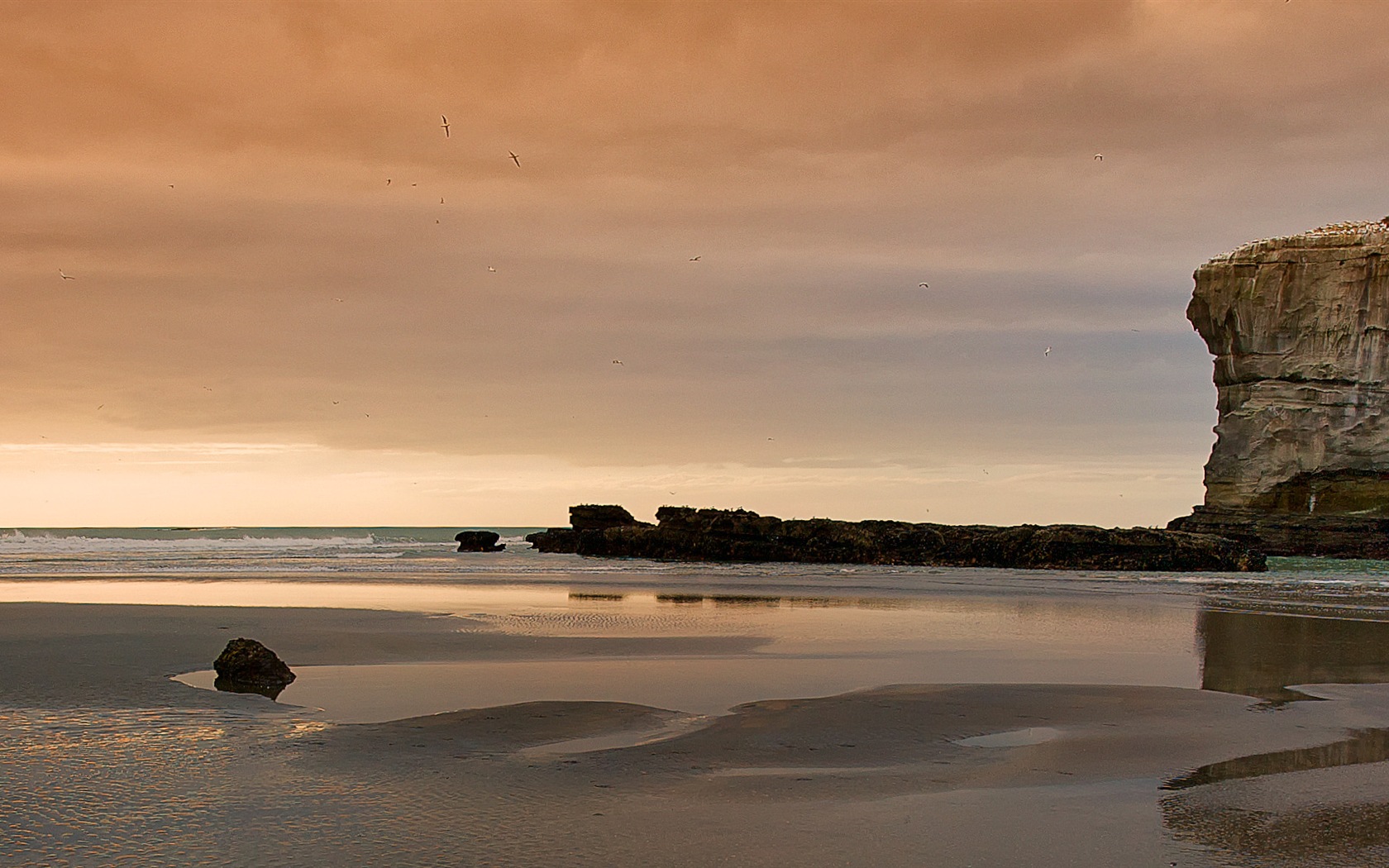 아름다운 해변 일몰, 윈도우 8 파노라마 와이드 스크린 배경 화면 #9 - 1680x1050