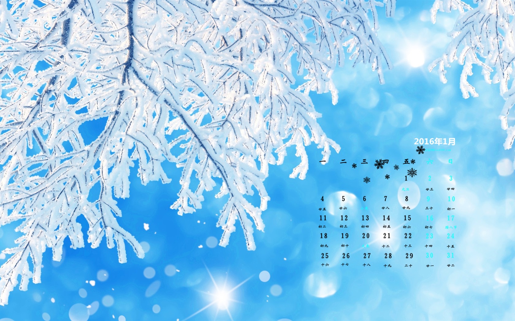 January 2016 calendar wallpaper (2) #4 - 1680x1050