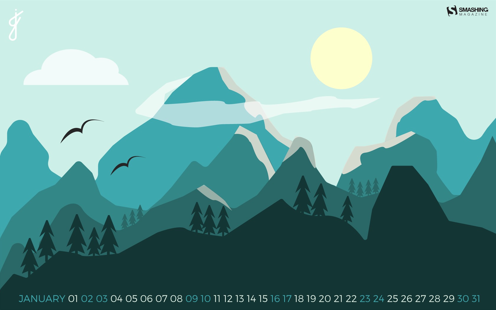 January 2016 calendar wallpaper (2) #12 - 1680x1050