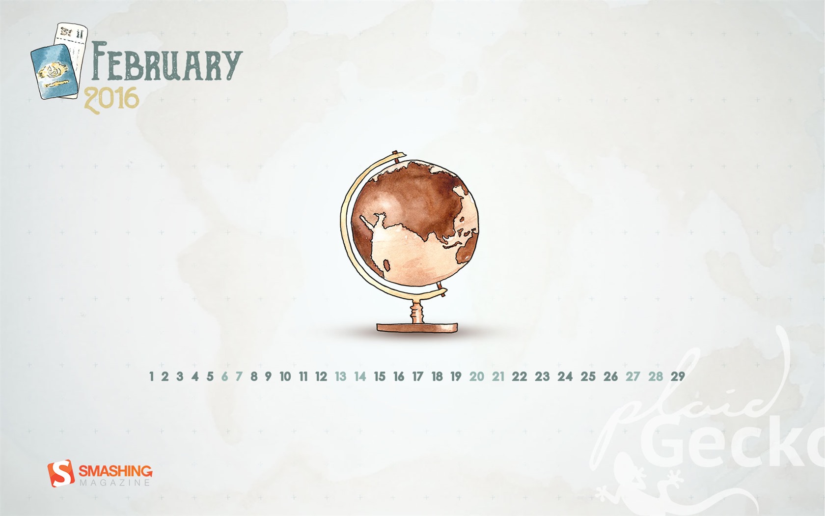 February 2016 Calendar wallpaper (1) #17 - 1680x1050