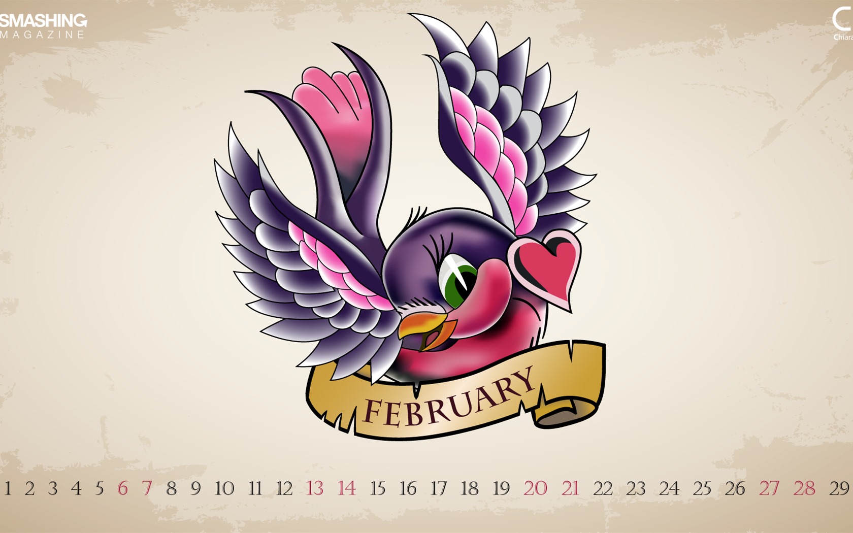 February 2016 Calendar wallpaper (2) #1 - 1680x1050