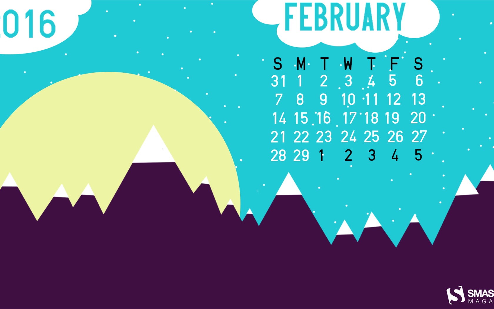 February 2016 Calendar wallpaper (2) #8 - 1680x1050