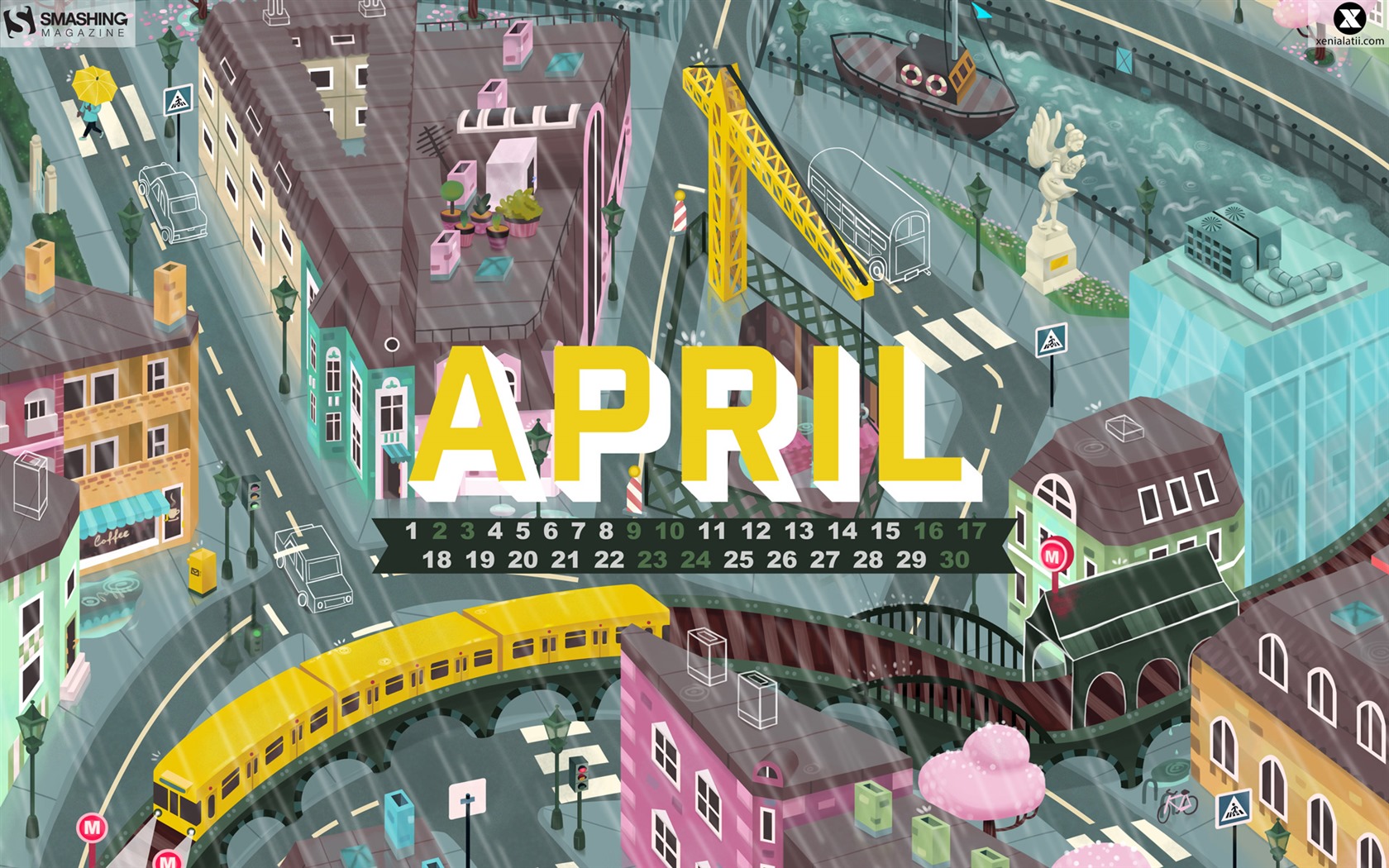 April 2016 calendar wallpaper (2) #1 - 1680x1050