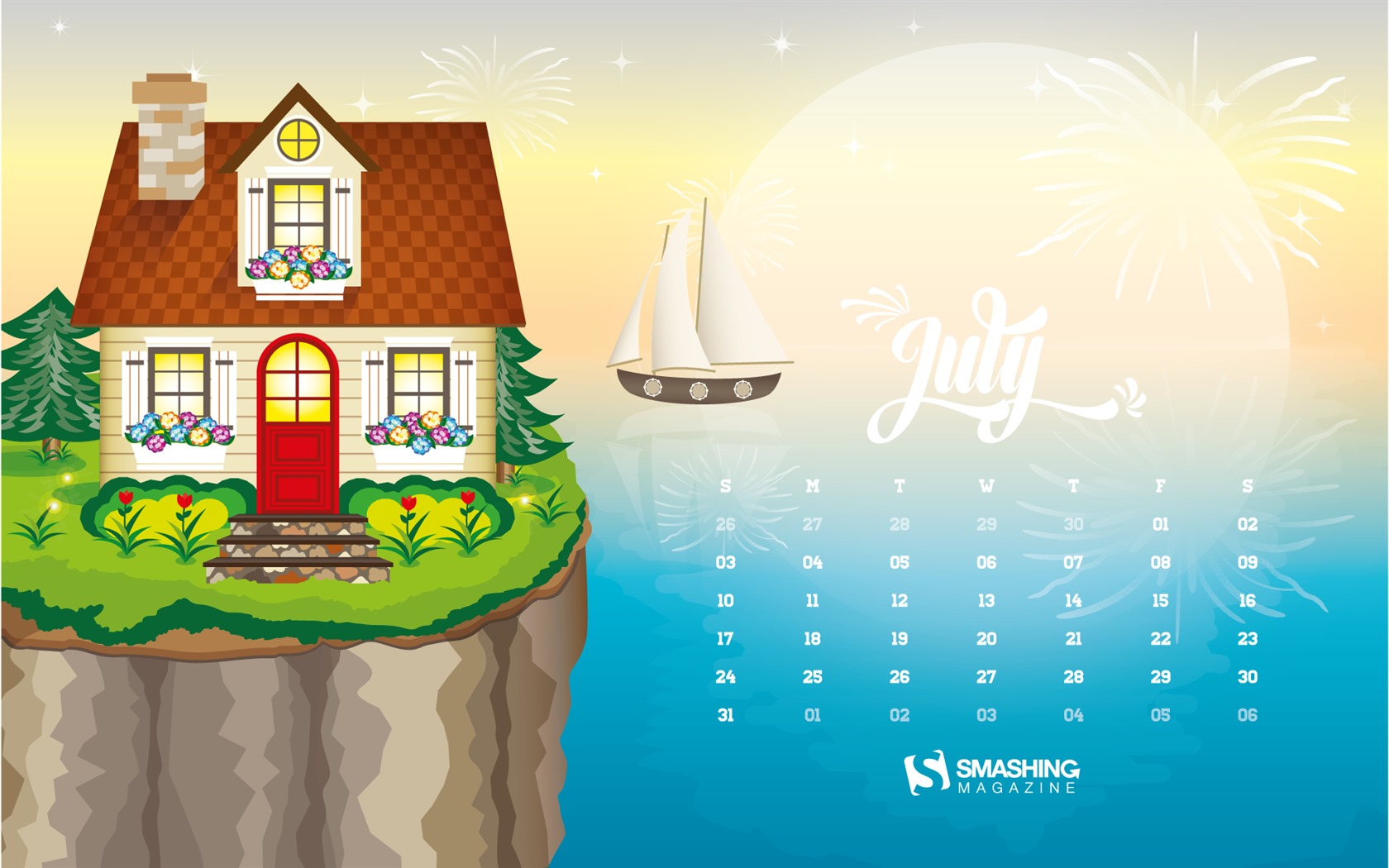 July 2016 calendar wallpaper (2) #1 - 1680x1050