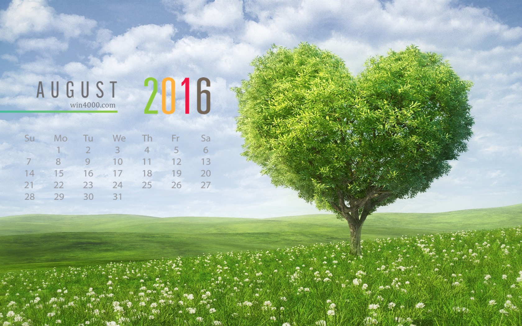 De agosto de el año 2016 fondo de pantalla de calendario (1) #3 - 1680x1050