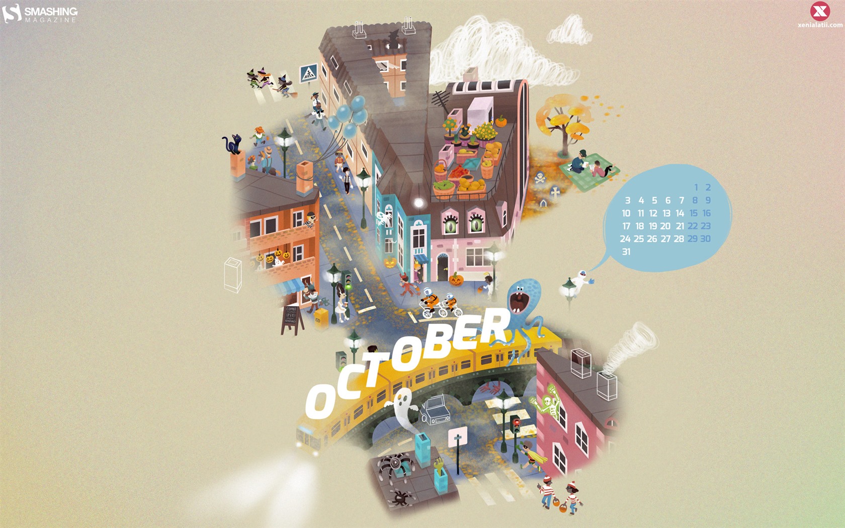 De octubre de el año 2016 fondo de pantalla de calendario (2) #16 - 1680x1050