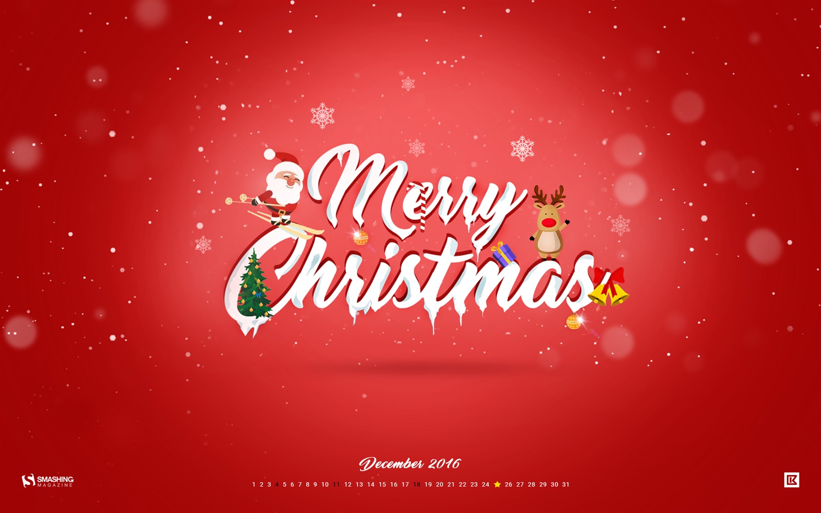 December 2016 Christmas theme calendar wallpaper (1) #1 - 1680x1050
