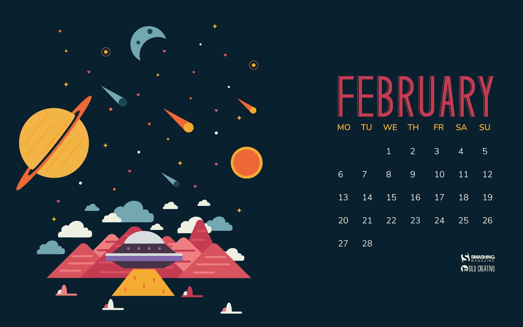 February 2017 calendar wallpaper (2) #4 - 1680x1050