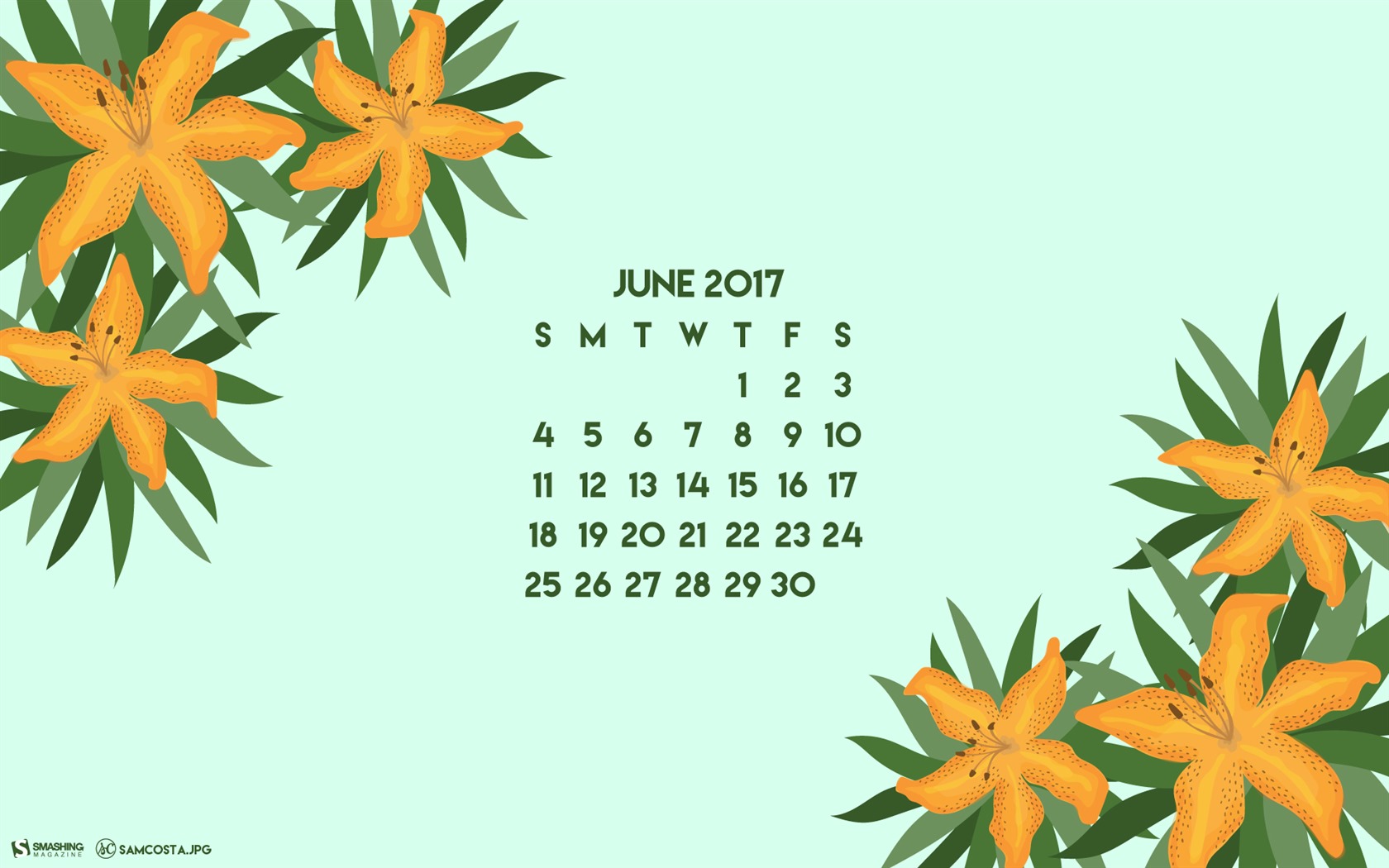 Juni 2017 Kalender Tapete #3 - 1680x1050
