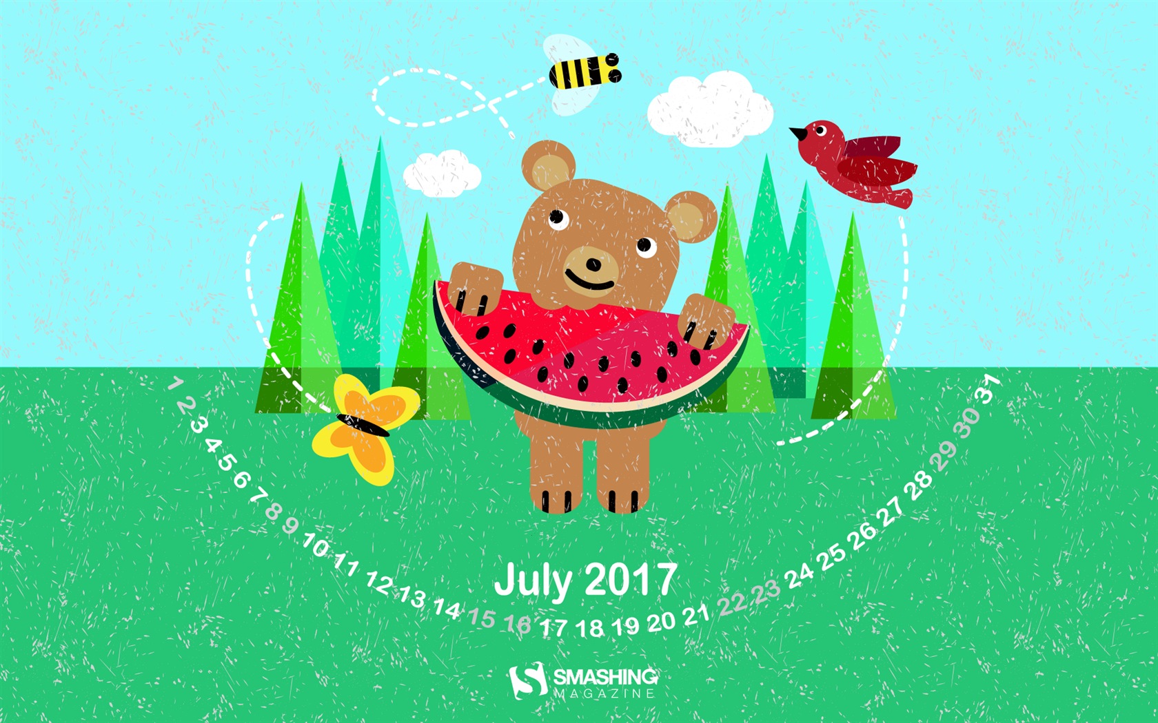 Fondo de escritorio del calendario de julio de 2017 #22 - 1680x1050
