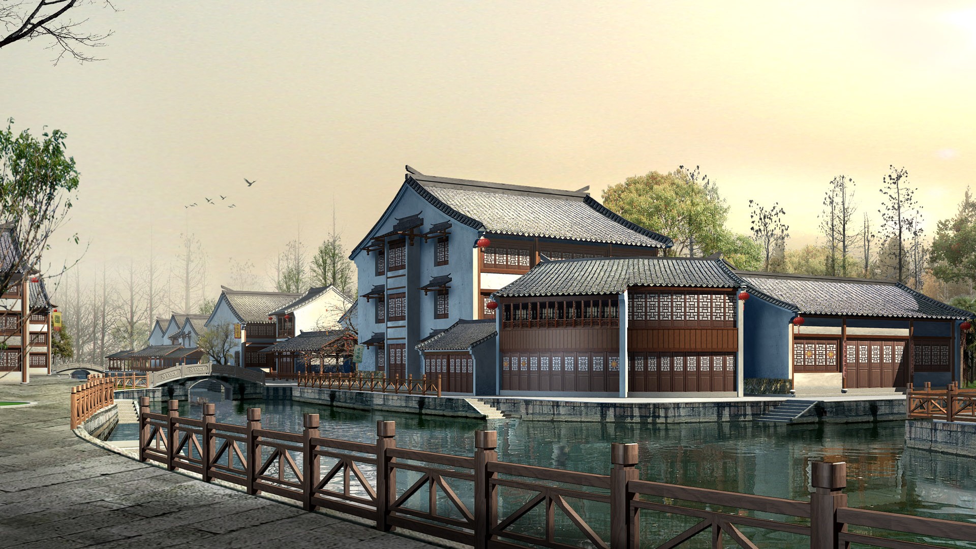 高清園林建築效果壁紙 #27 - 1920x1080