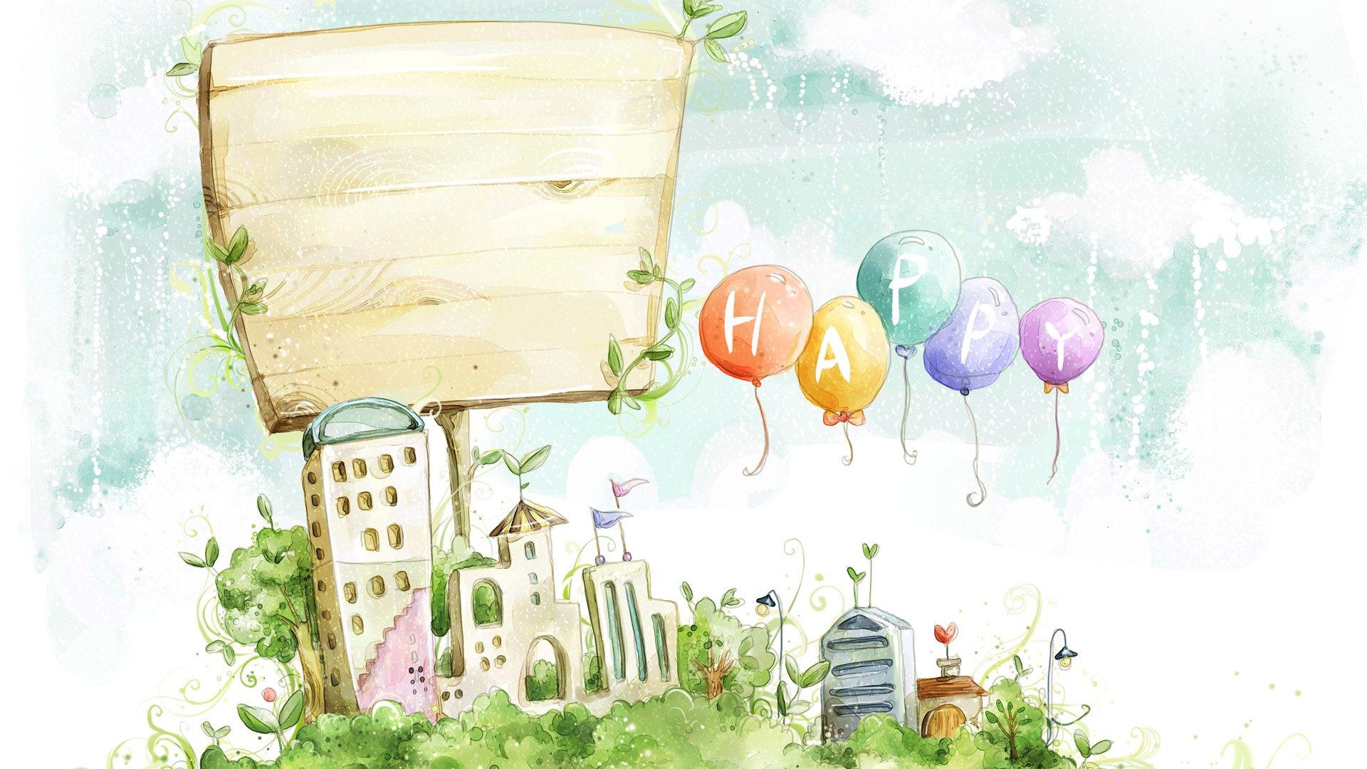 卡通夢幻風光壁紙 #39 - 1920x1080