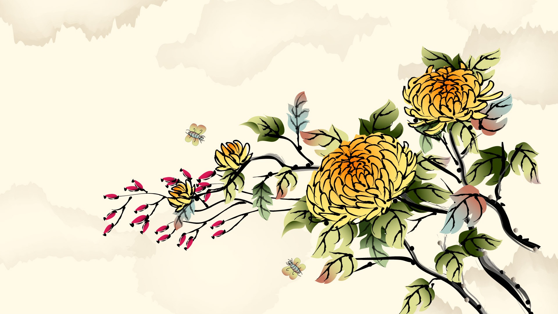矢量水墨高清壁紙 #17 - 1920x1080