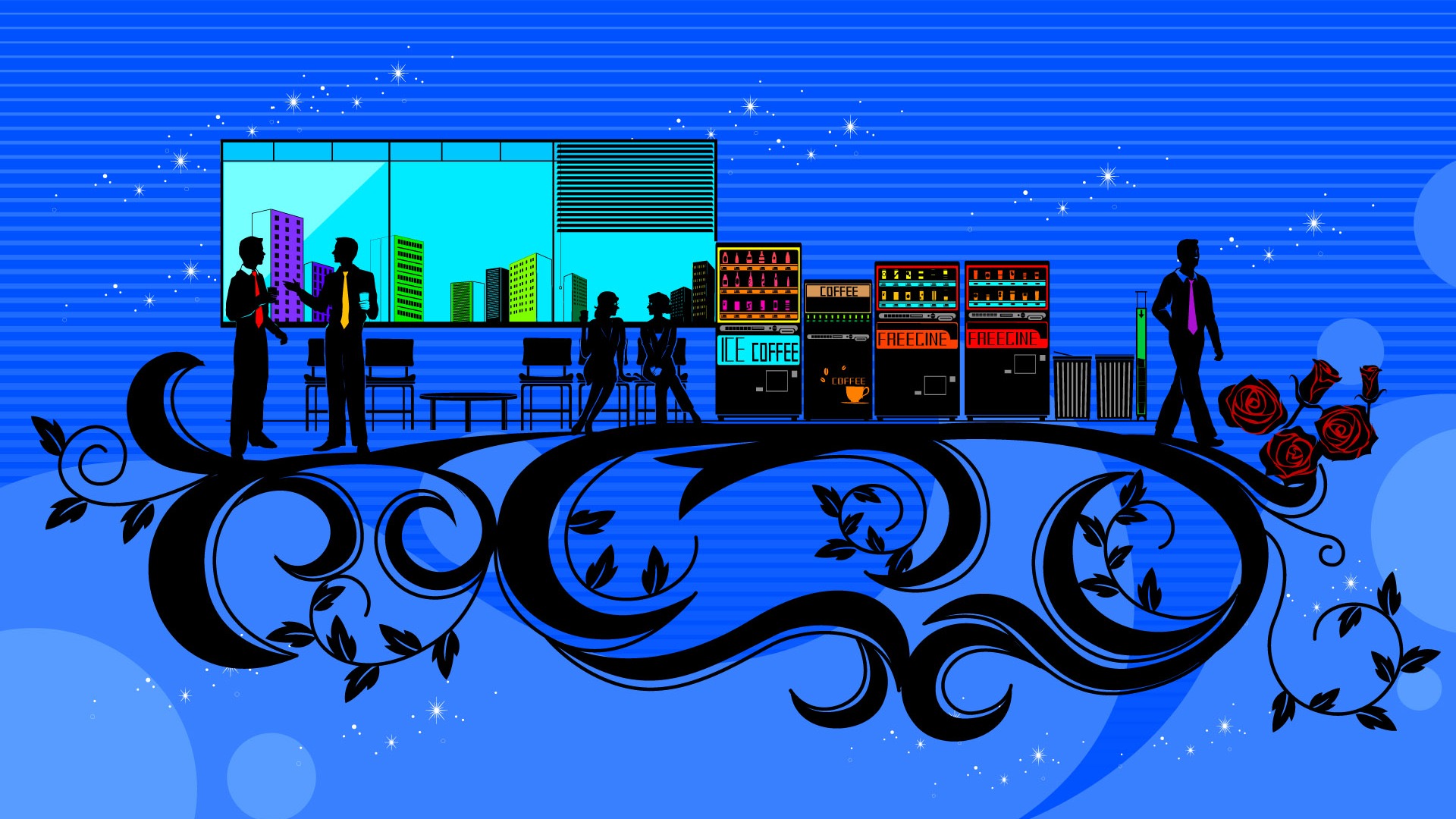 矢量花紋城市 壁紙(一) #24 - 1920x1080