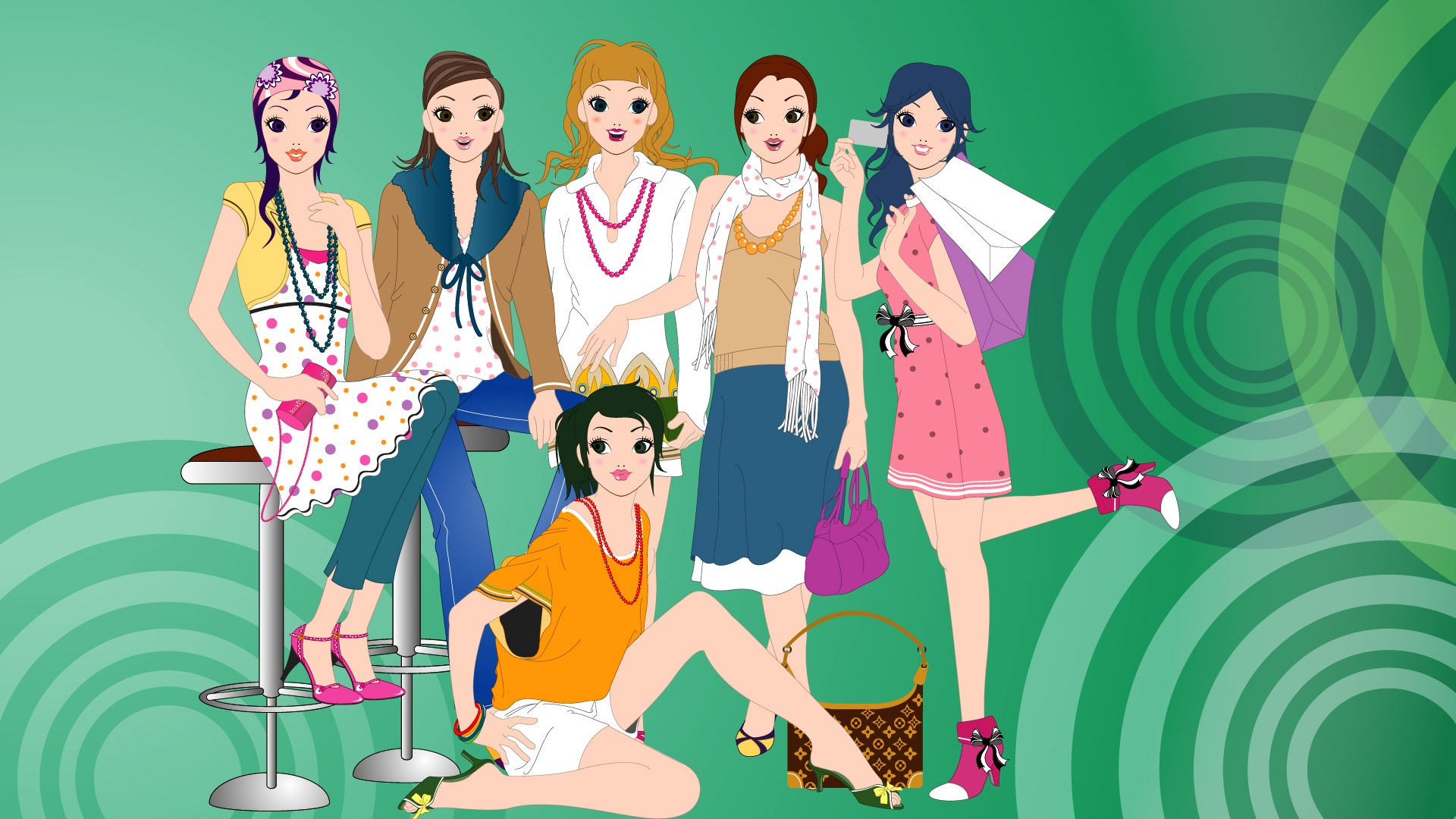 Vector urban women wallpaper (1) #2 - 1920x1080