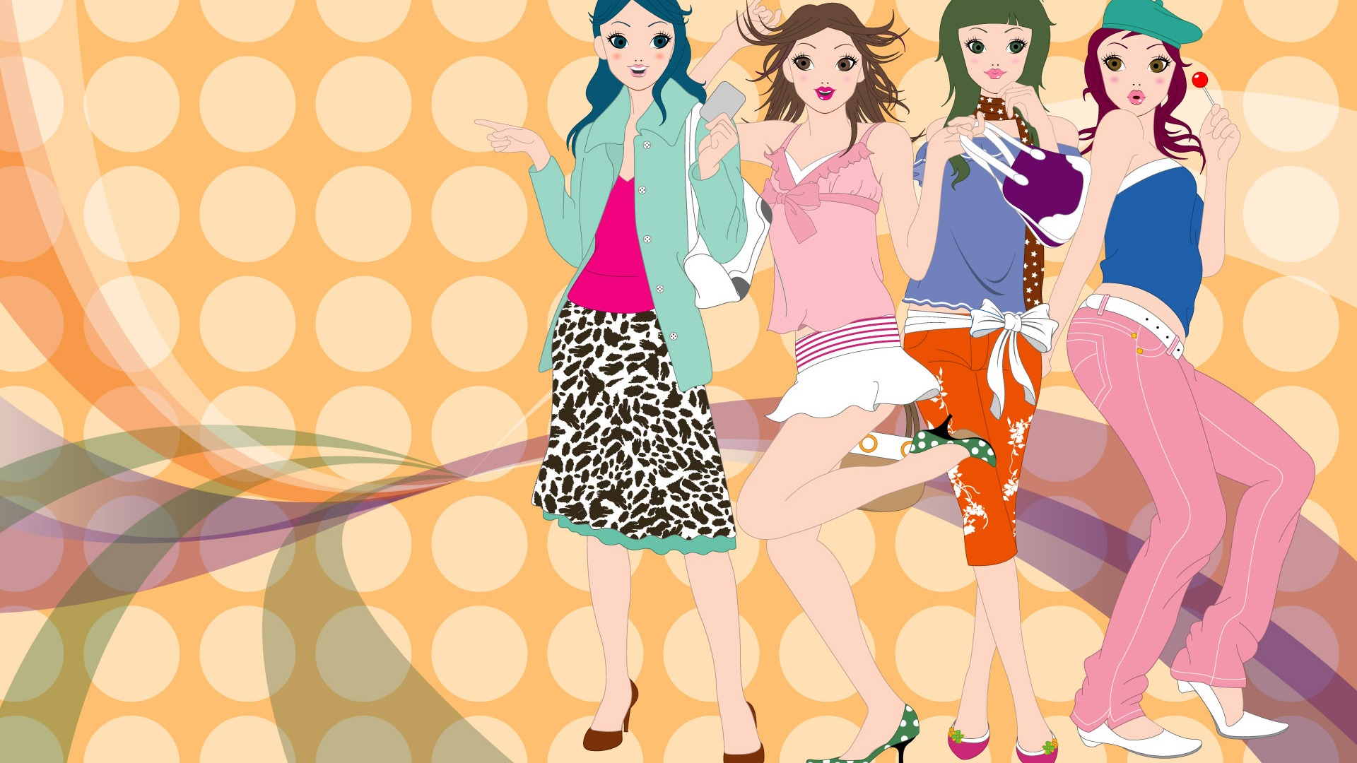 Vector urban women wallpaper (2) #5 - 1920x1080