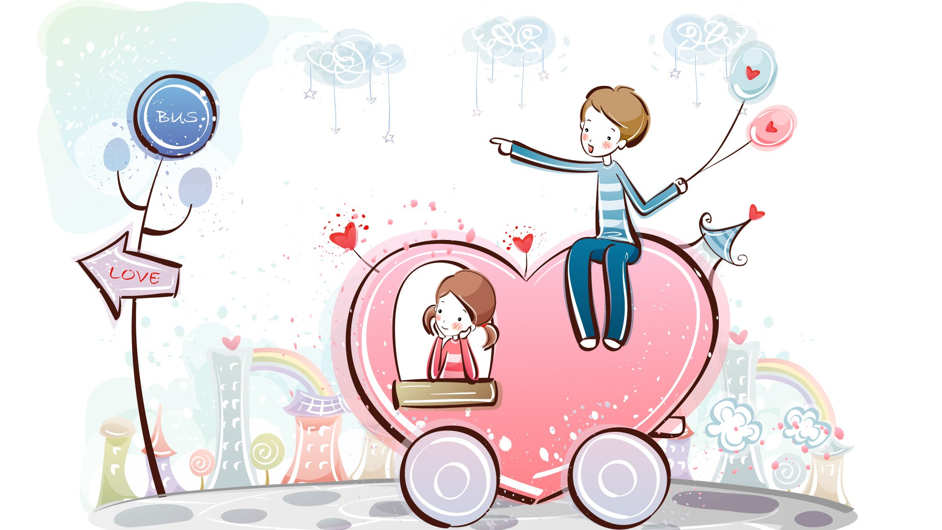 Cartoon Valentinstag Wallpaper (2) #20 - 1920x1080