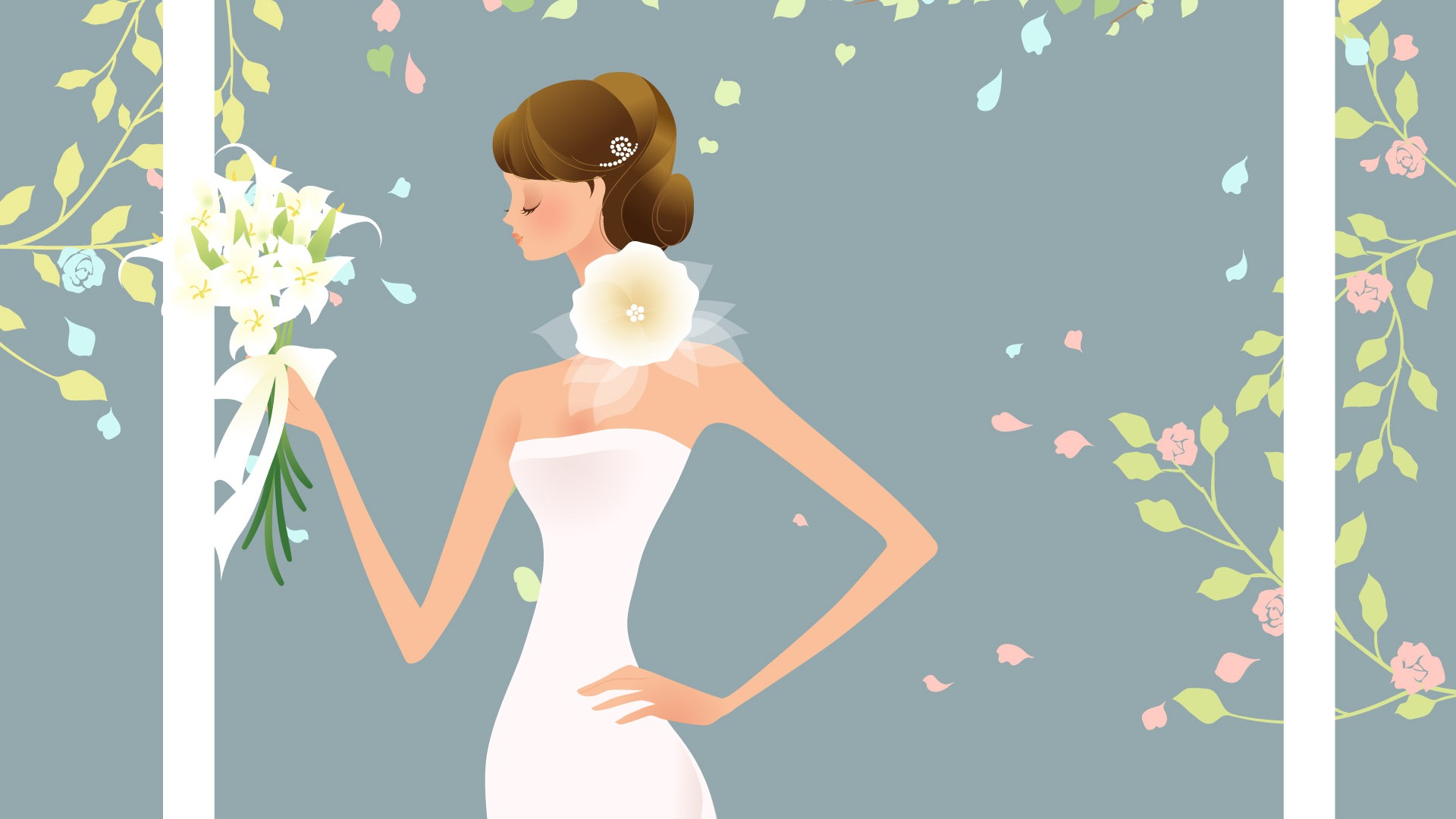 Vector wallpaper wedding bride (1) #16 - 1920x1080