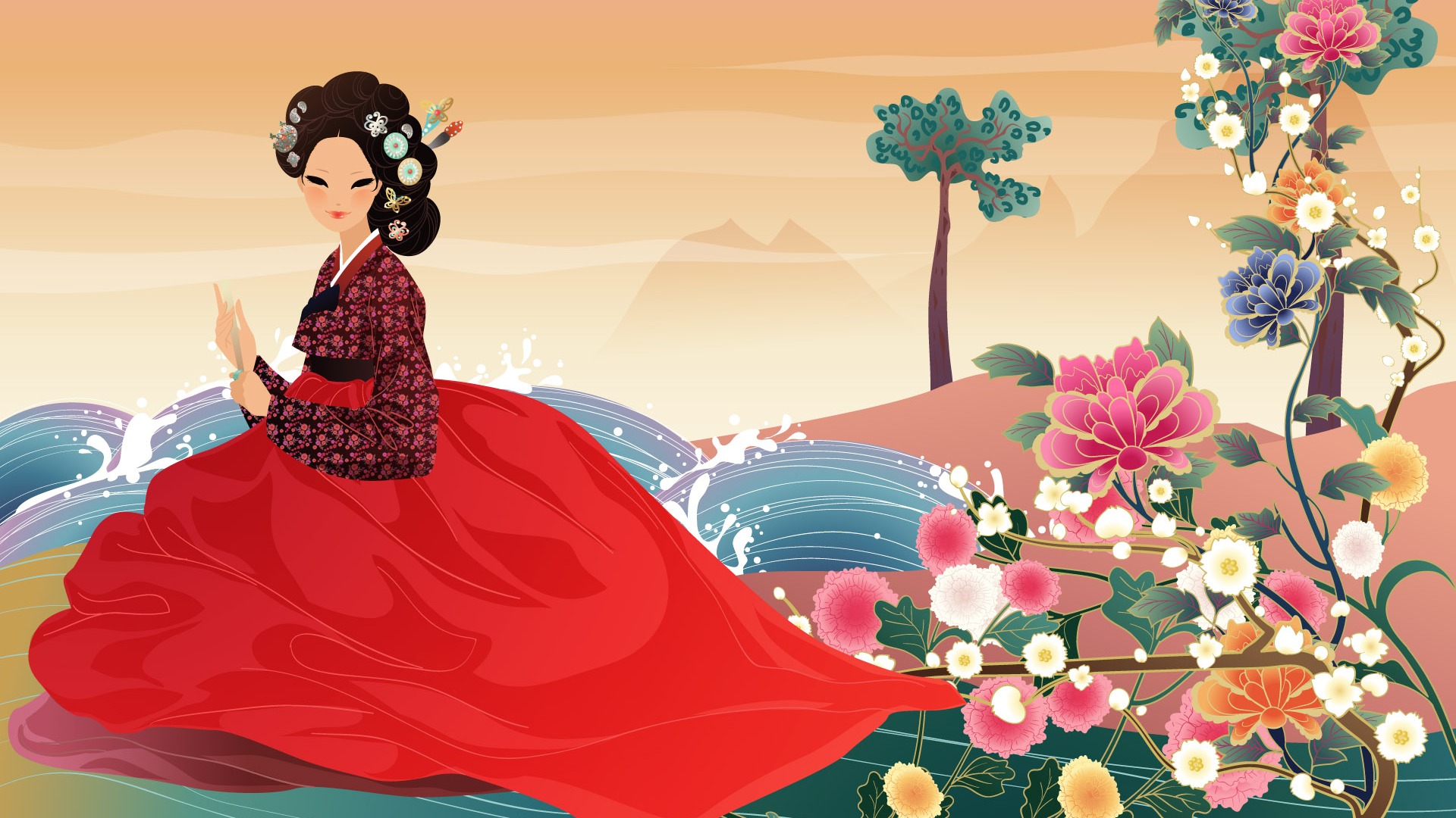 矢量朝鲜族女性壁纸 一 19x1080 壁纸下载 矢量朝鲜族女性壁纸 一 动漫壁纸 V3壁纸站