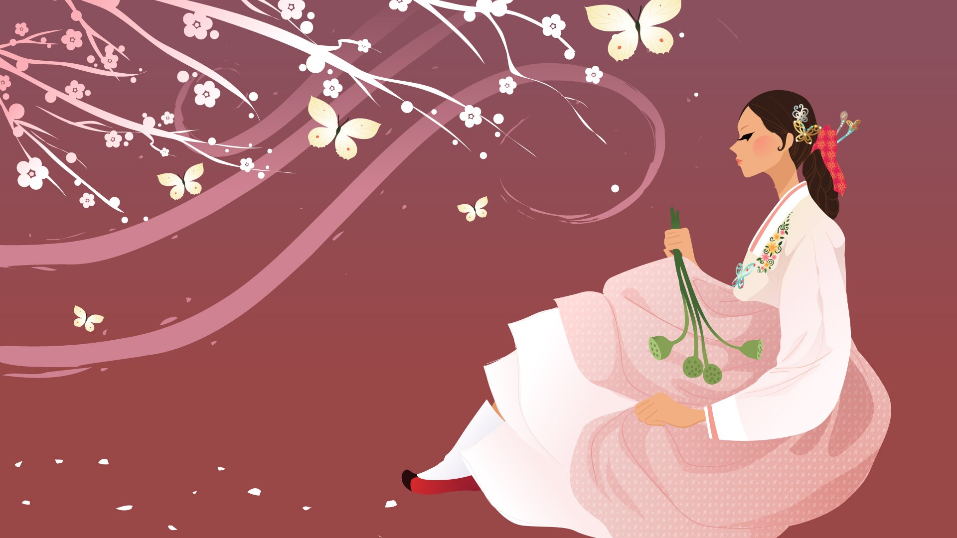 矢量朝鮮族女性 壁紙(二) #3 - 1920x1080