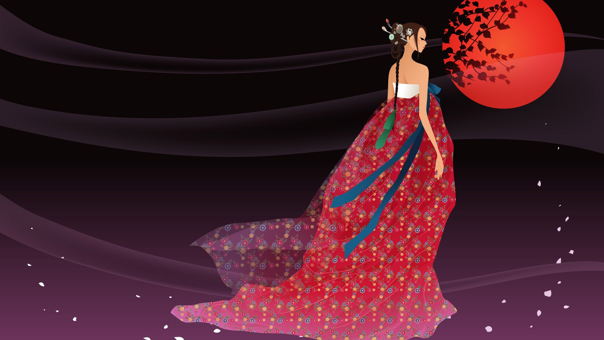 Vector wallpaper of Korean women (2) #20 - 1920x1080