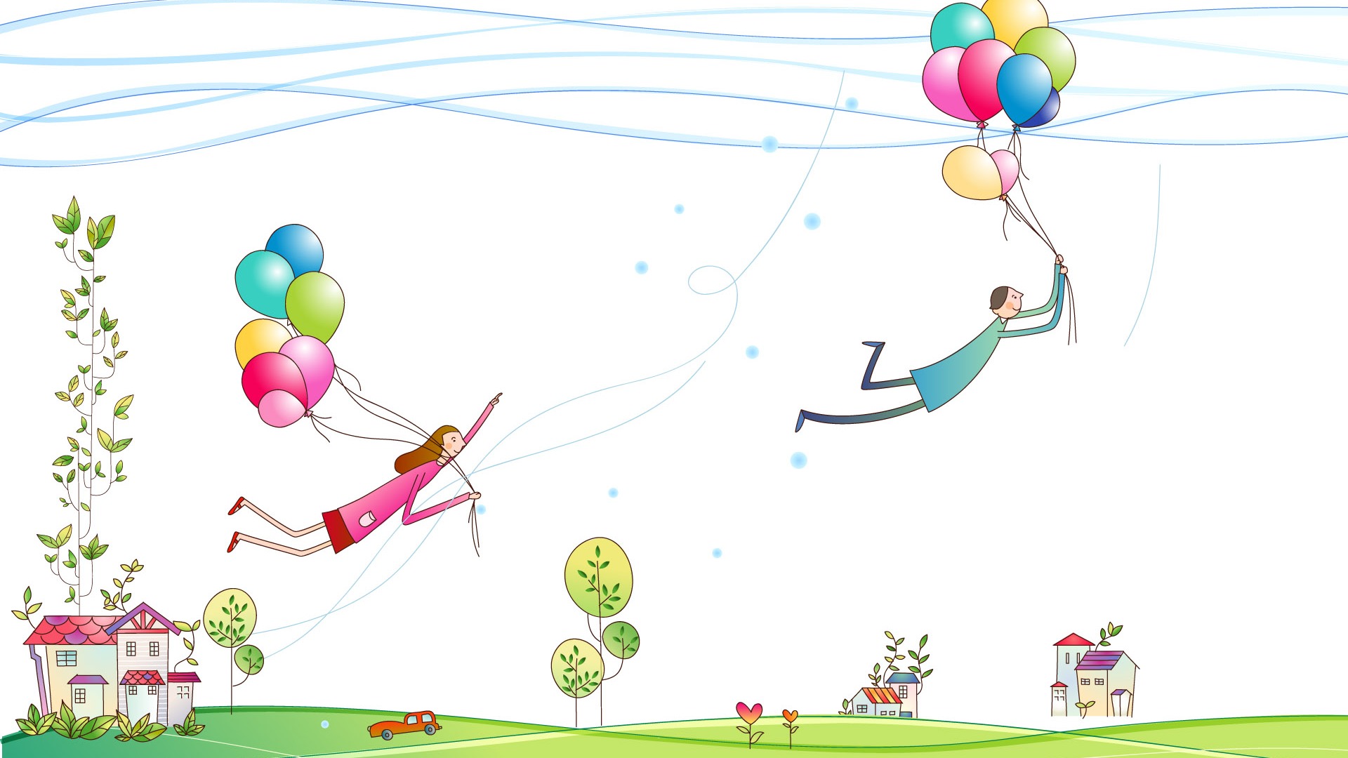 Vector cartoon lovers wallpaper (2) #12 - 1920x1080