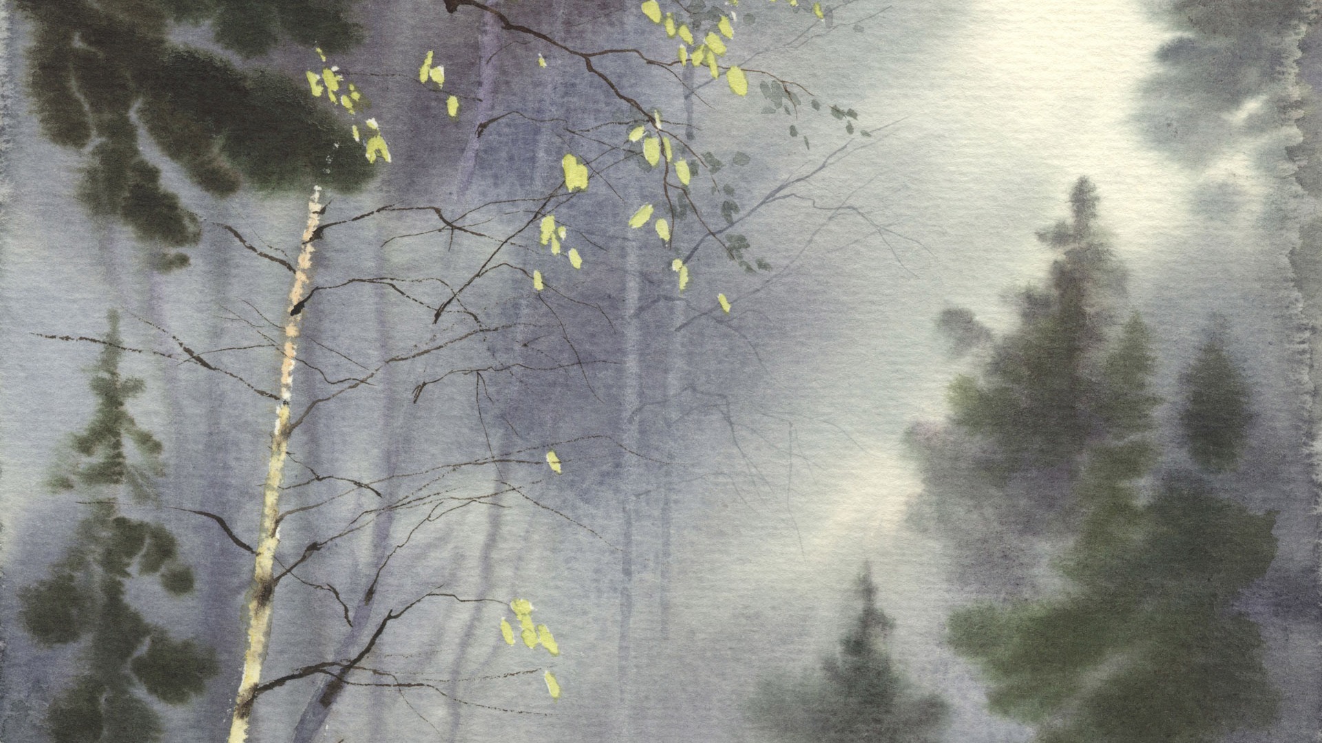 Fond d'écran paysage aquarelle peinte à la main (1) #1 - 1920x1080