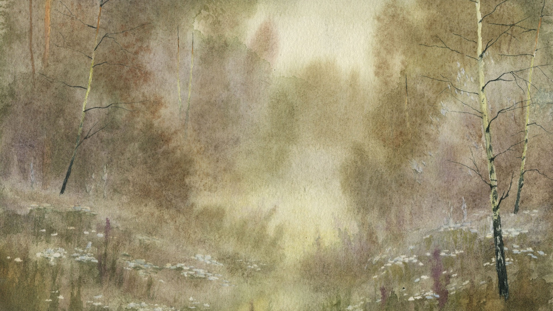 Fond d'écran paysage aquarelle peinte à la main (1) #2 - 1920x1080