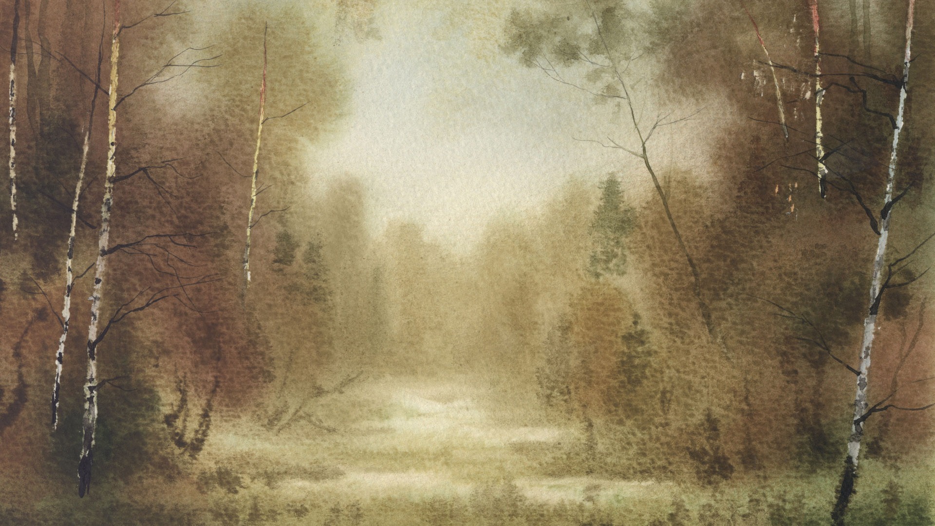 Fond d'écran paysage aquarelle peinte à la main (1) #6 - 1920x1080