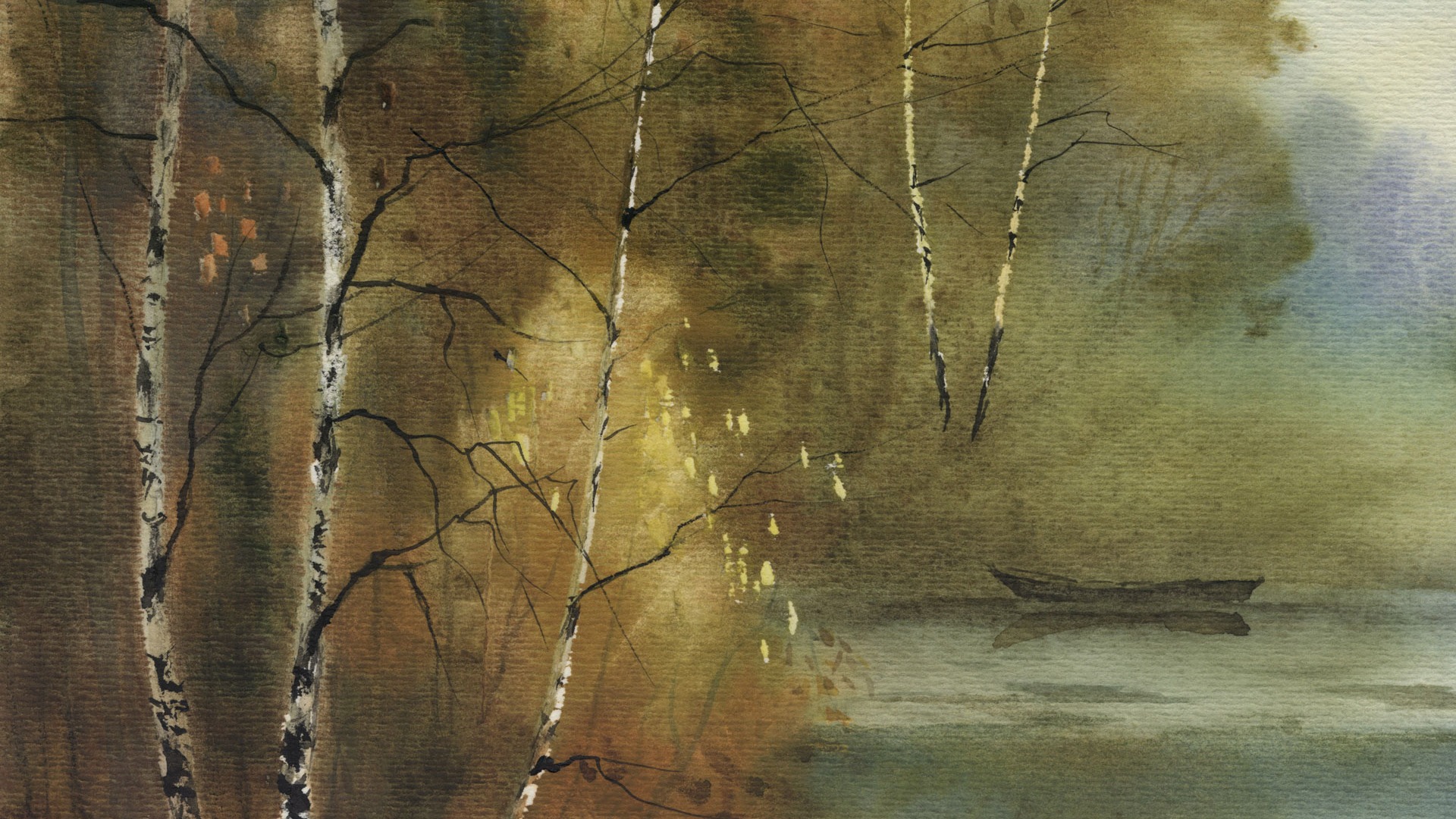 Fond d'écran paysage aquarelle peinte à la main (1) #15 - 1920x1080