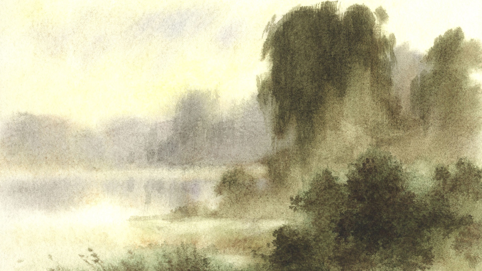 Fond d'écran paysage aquarelle peinte à la main (1) #17 - 1920x1080
