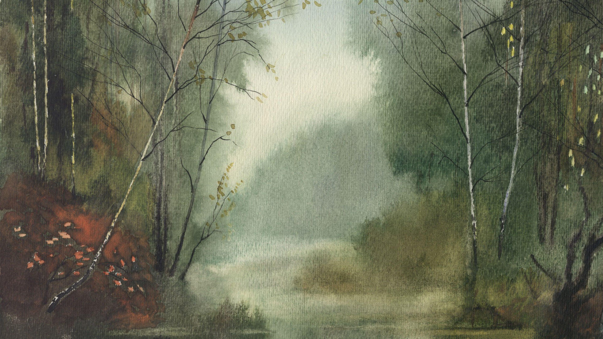 Fond d'écran paysage aquarelle peinte à la main (1) #20 - 1920x1080