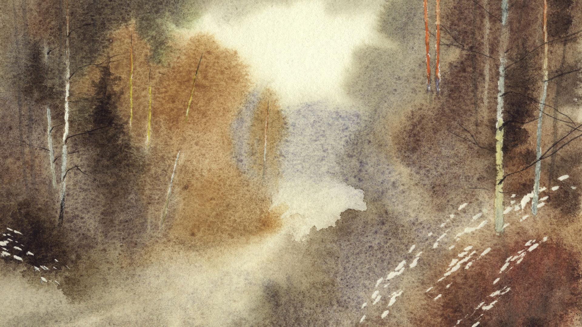 Watercolor landscape hand-painted wallpaper (2) #10 - 1920x1080