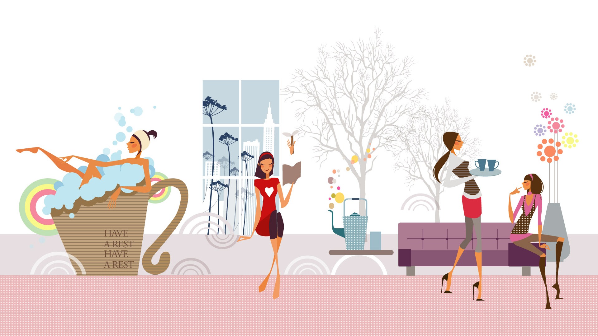 Fashion Girls Vector Wallpaper (1) #7 - 1920x1080