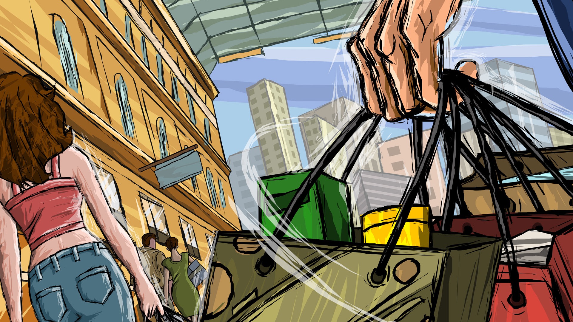 Lines of hand-painted wallpaper widescreen #19 - 1920x1080
