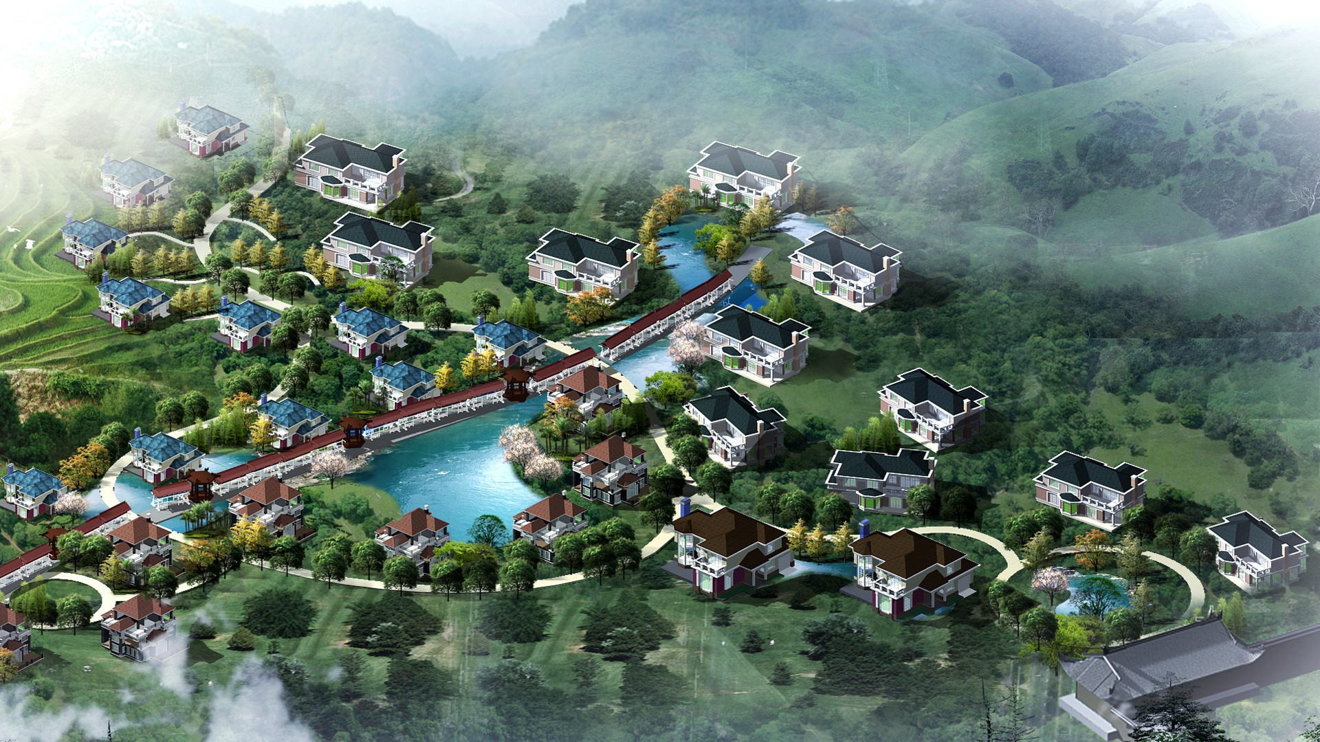 Effects of architecture and garden HD wallpaper (5) #5 - 1920x1080