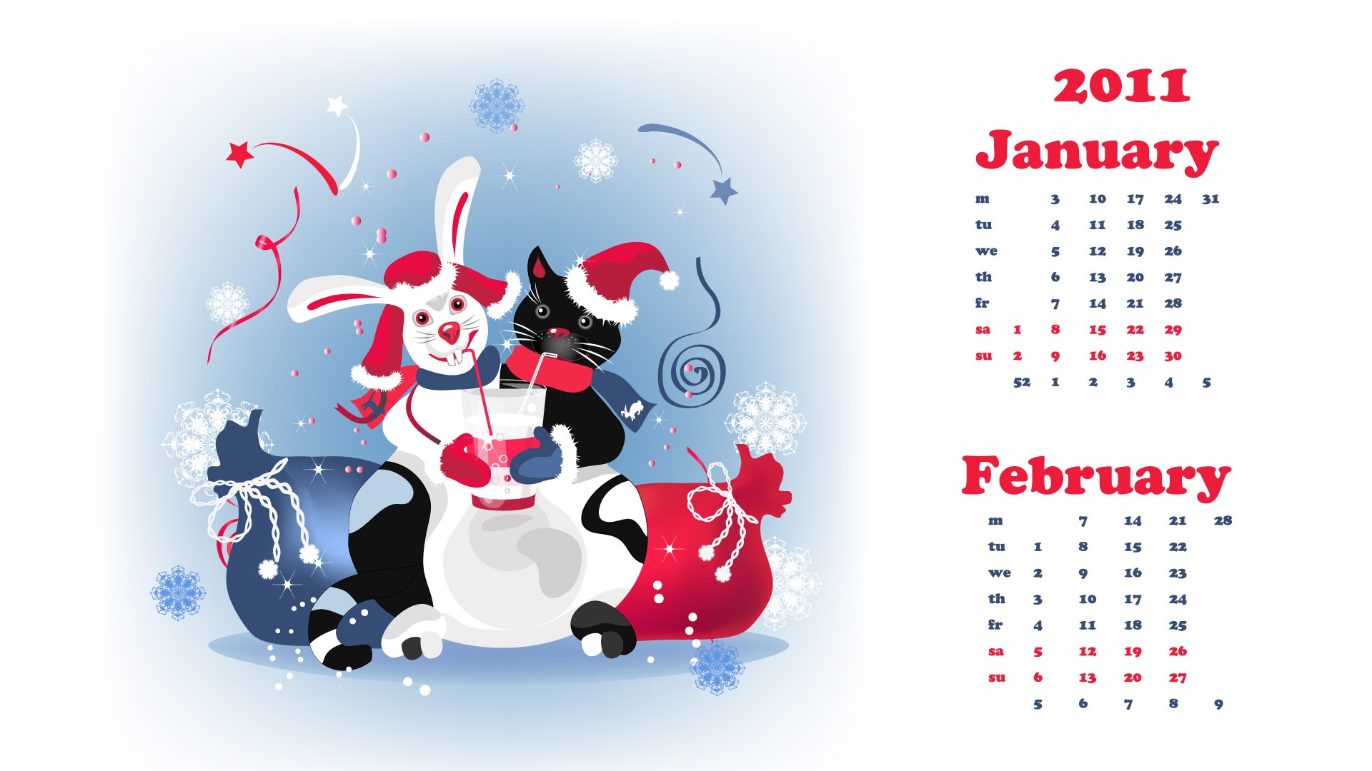 Year of the Rabbit 2011 calendar wallpaper (2) #14 - 1920x1080