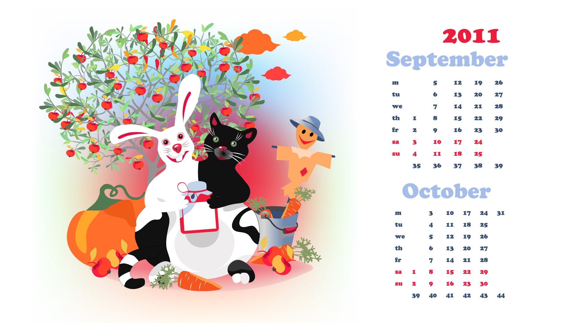 Year of the Rabbit 2011 calendar wallpaper (2) #19 - 1920x1080