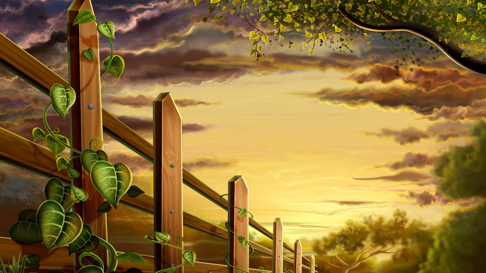 Colorful hand-painted wallpaper landscape ecology (2) #4 - 1920x1080